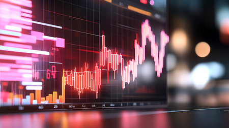 Stock market or forex trading graph on computer screen. Economy trends background for business idea...