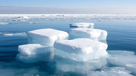 Icebergs floating on the surface of the water in the Arctic