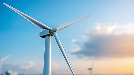 Wind turbines for electric power production, Zaragoza Province, Aragon, Spain.