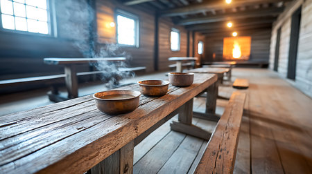 Interior of a wooden finnish sauna in the eveningの写真素材