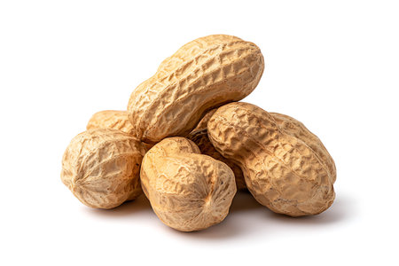 peanuts isolated on white background close up. studio shot. healthy food