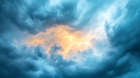 Cloudscape, Colored Clouds at Sunset near the Ocean, 3D Render