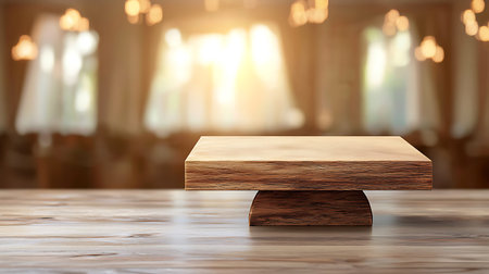 Empty wooden table in coffee shop. Mock up, 3D Renderingの写真素材