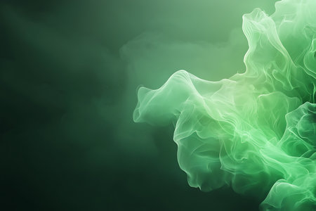 Abstract green smoke on dark background. Fantasy fractal texture. Digital art. 3D rendering.の写真素材