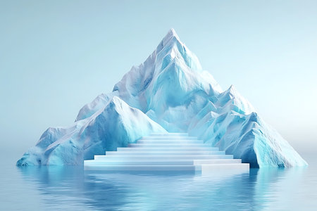 staircase to the top of the mountain, 3d renderの写真素材