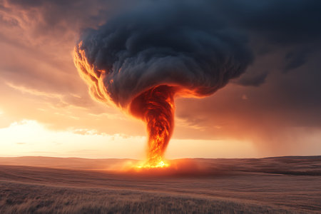 Big explosion in the sky. 3D illustration. Nature background.の写真素材