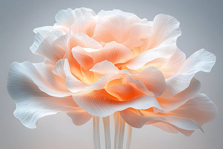 3d illustration of a beautiful white rose with orange petals.