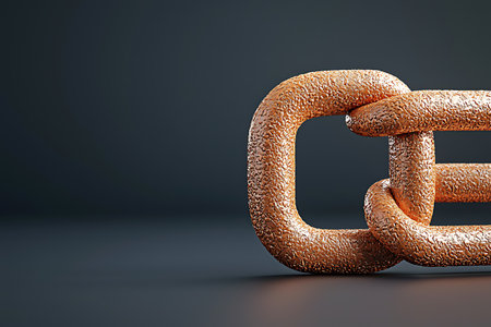 3d render of a chain on a dark background with copy spaceの写真素材