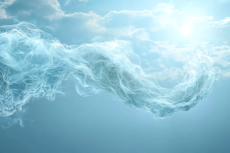 Abstract blue smoke on a blue sky background. 3d rendering.