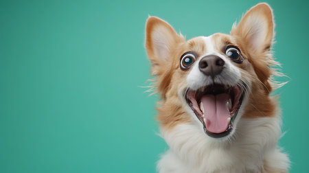Funny Welsh Corgi Pembroke dog on green background