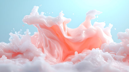 Splash of milk on a blue background. 3d rendering.の写真素材