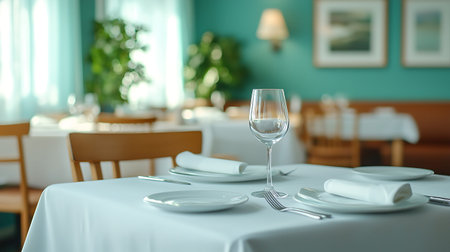 Elegant table setting in a luxury restaurant. Selective focus.