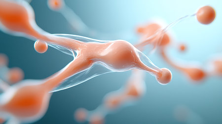 3d illustration of sperm in motion, floating towards the ovule