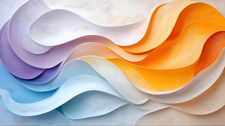 Abstract background of colorful curved sheets of paper. Modern art design.