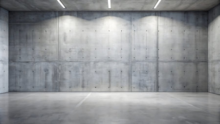 Concrete interior with empty wall. 3D Renderingの写真素材