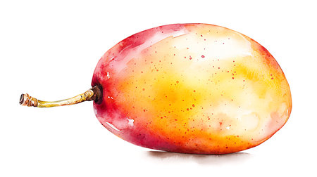 Mango isolated on a white background. Watercolor painting.の写真素材