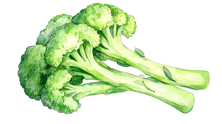 Broccoli isolated on white background. Watercolor hand drawn illustration.の写真素材
