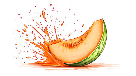 Melon juice splash isolated on white background. Vector illustration. Eps 10の写真素材