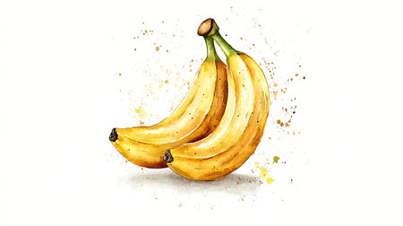 Fresh bananas isolated on white background. Hand drawn watercolor illustration.の写真素材