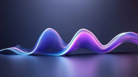 abstract 3d illustration of sound wave in blue and violet colorsの写真素材