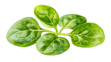 Spinach leaves isolated on white background. Watercolor illustration.の写真素材