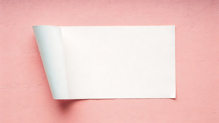 Blank paper sheet on pink wall background - Vintage filter processing styleの写真素材
