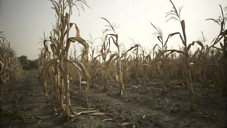 Dry corn in the field, close-up of corn.の写真素材