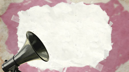 Vintage megaphone on grunge background with space for textの写真素材