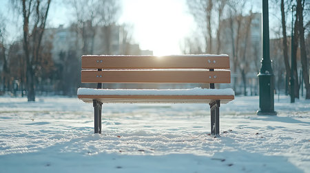 Bench in the park in winter. Bench in the park in winter.の写真素材