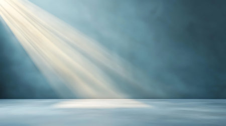 Spotlight on a blue wall background. 3d rendering illustration.