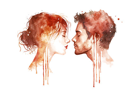 Watercolor portrait of a man and a woman. Vector illustration.の写真素材