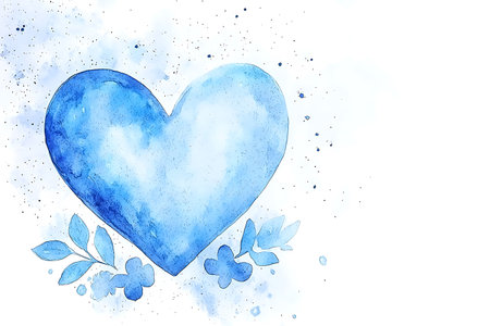 Watercolor blue heart on a white background. Valentine's Day.の写真素材
