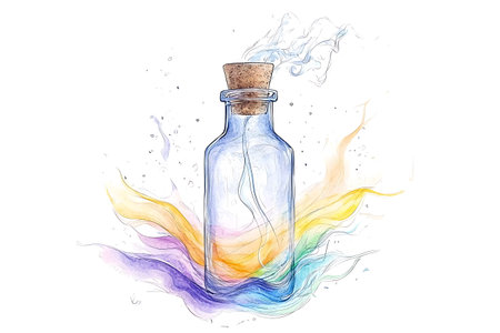 Magic potion in a bottle on a white background. Vector illustration.の写真素材