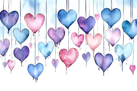 Watercolor hearts on a white background. Hand-drawn illustration.の写真素材
