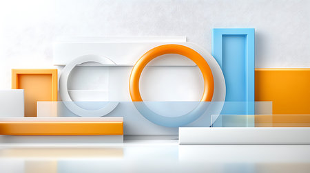 Abstract geometric background. White, orange and yellow 3d cubes. Vector illustration