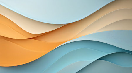 abstract background made of curved paper sheets in orange and blue colors