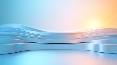 Abstract blue background with curved lines. 3d rendering, 3d illustration.