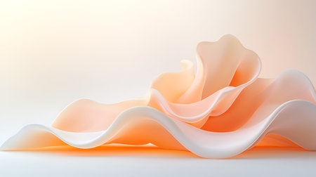 Abstract background of orange and white wavy fabric. 3d rendering