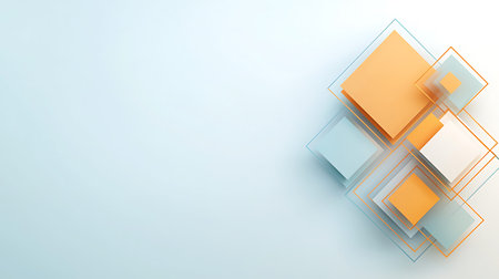 abstract blue background with orange squares and place for your text.の写真素材