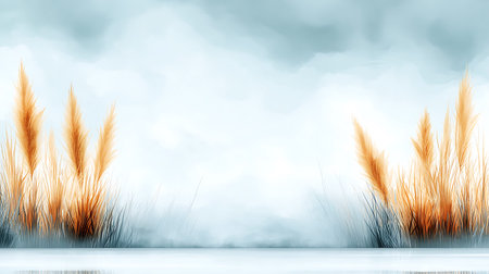 Pampas grass on foggy background. 3D illustration.の写真素材