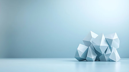 3d rendering of low poly origami penguin on blue backgroundの写真素材