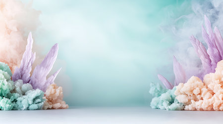 3d render of abstract fantasy background with fantasy clouds and pastel colorsの写真素材