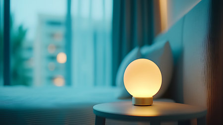 3d rendering of a lamp in the interior of a hotel room