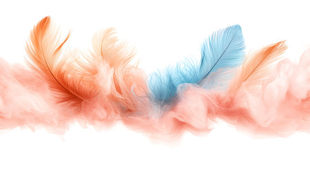 Colored feathers on a white background. Vector illustration for your designの写真素材