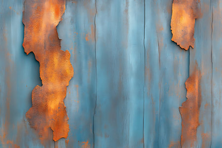 Old blue metal wall with peeling paint. Abstract background for design.