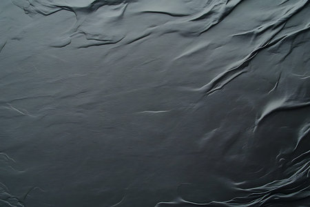 Black plastic film texture background. Close-up of wrinkled material