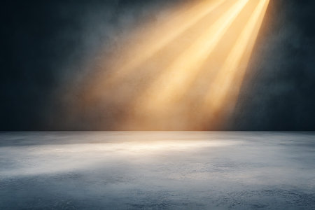 Spotlight in the dark room. 3D Rendering. Studio backgroundの写真素材