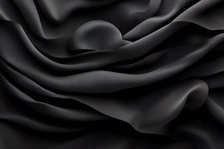 black satin drapery closeup abstract background. 3d render illustrationの写真素材