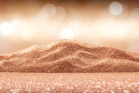 Golden glitter background with bokeh lights. 3d rendering.の写真素材