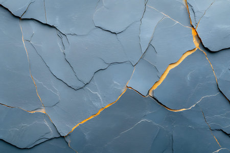 Cracked blue wall. Cracks in the ground. Abstract background